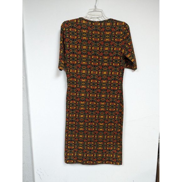 LuLaRoe Medium M Julia Dress Orange Yellow Green Floral Fit - Picture 2 of 5